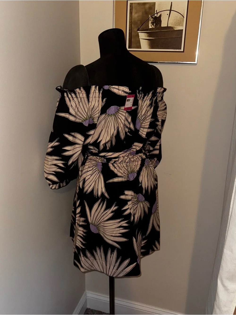 Kate Spade Falling Flower Dress NWT Black Purple Floral Mini Dress